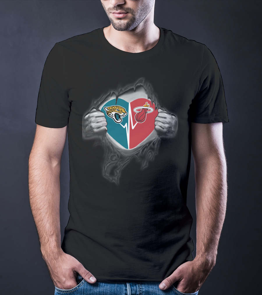 Jaguars Miami Heat Heart T-Shirt