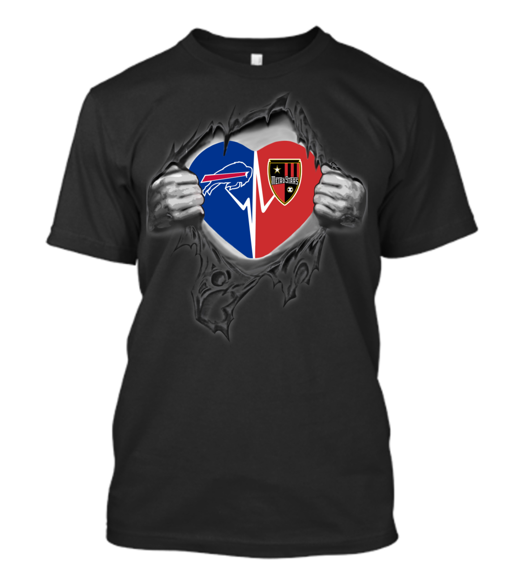 Buffalo Bills And Metrostars Heart Logo Unification T-Shirt