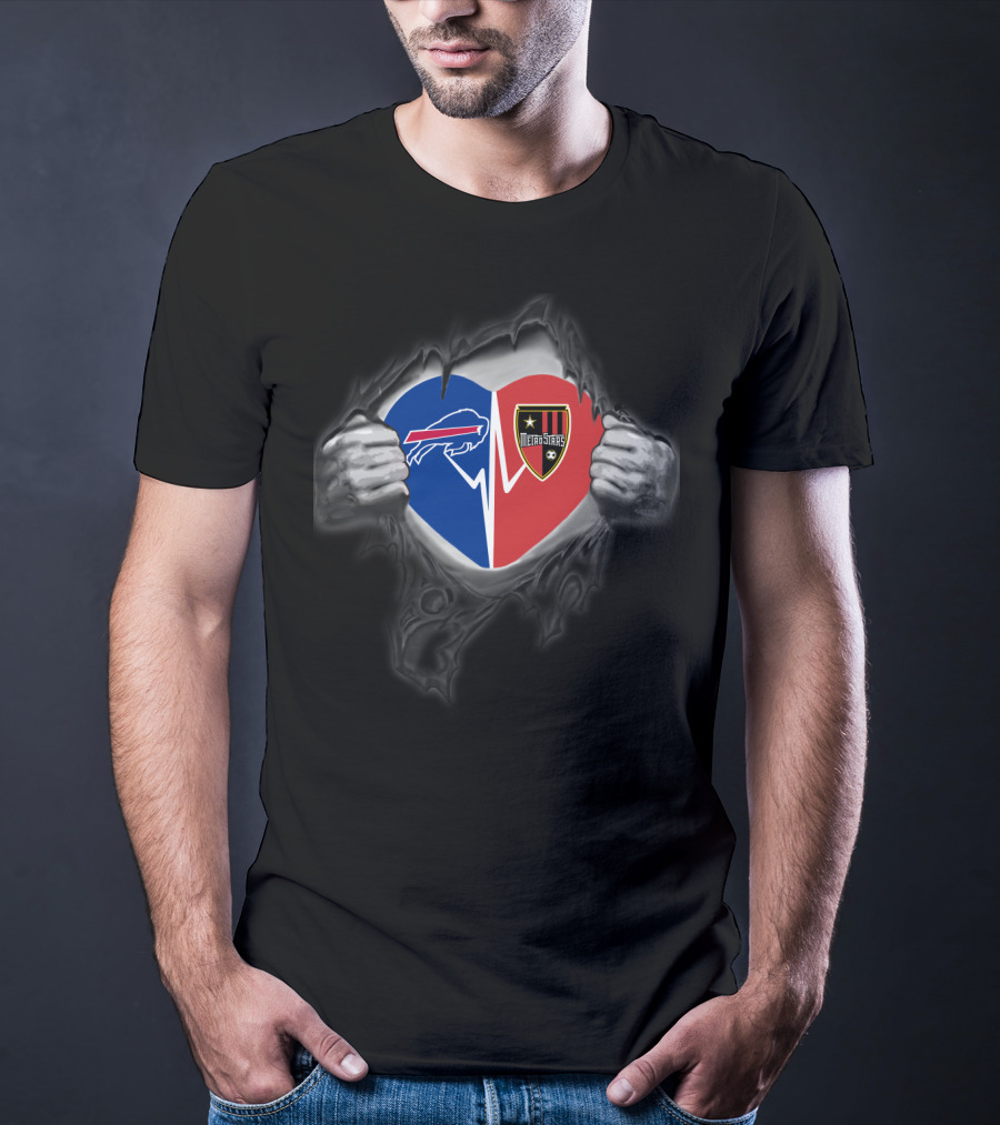 Buffalo Bills And Metrostars Heart Logo Unification T-Shirt