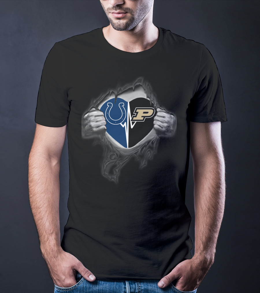 Indianapolis Colts Purdue Boilermakers Heart T-Shirt