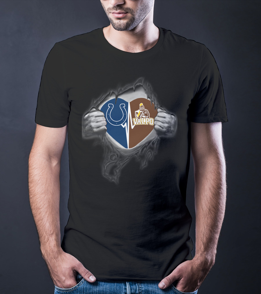 Colts Valpo Crusaders Indy Horseshoe Warrior Heart T-Shirt
