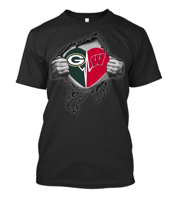 Packers Green Bay Wisconsin Badgers Heart T-Shirt