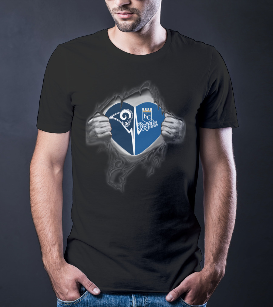 Rams Kansas City Royals Heart Logo Combination T-Shirt