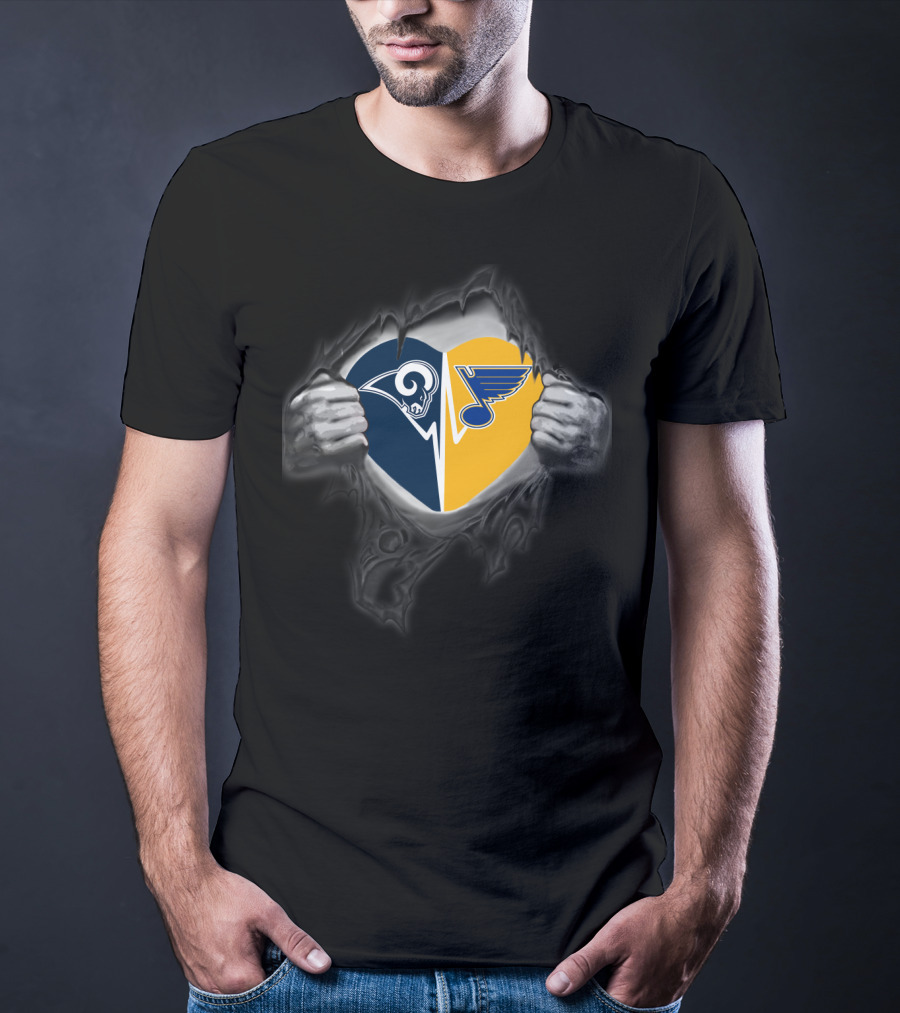 Rams Blues Heart Torn T-Shirt