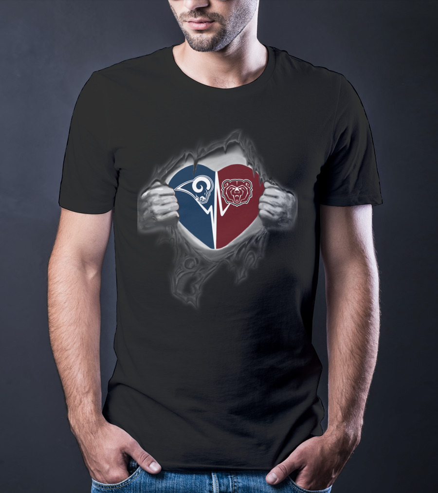 Rams Missouri State Bears Heart Logo Fusion T-Shirt