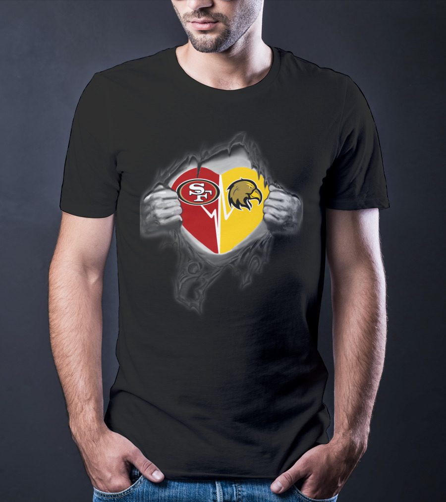 San Francisco 49ers Golden Eagles Heart T-Shirt