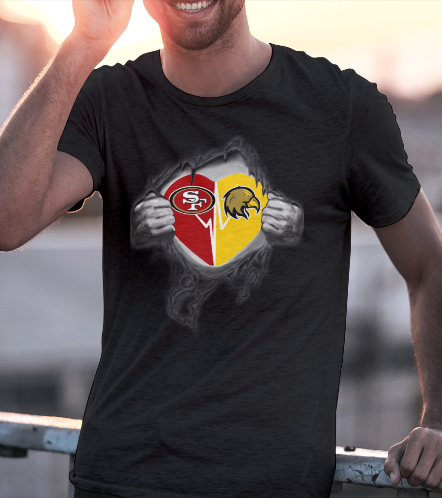 San Francisco 49ers Golden Eagles Heart T-Shirt