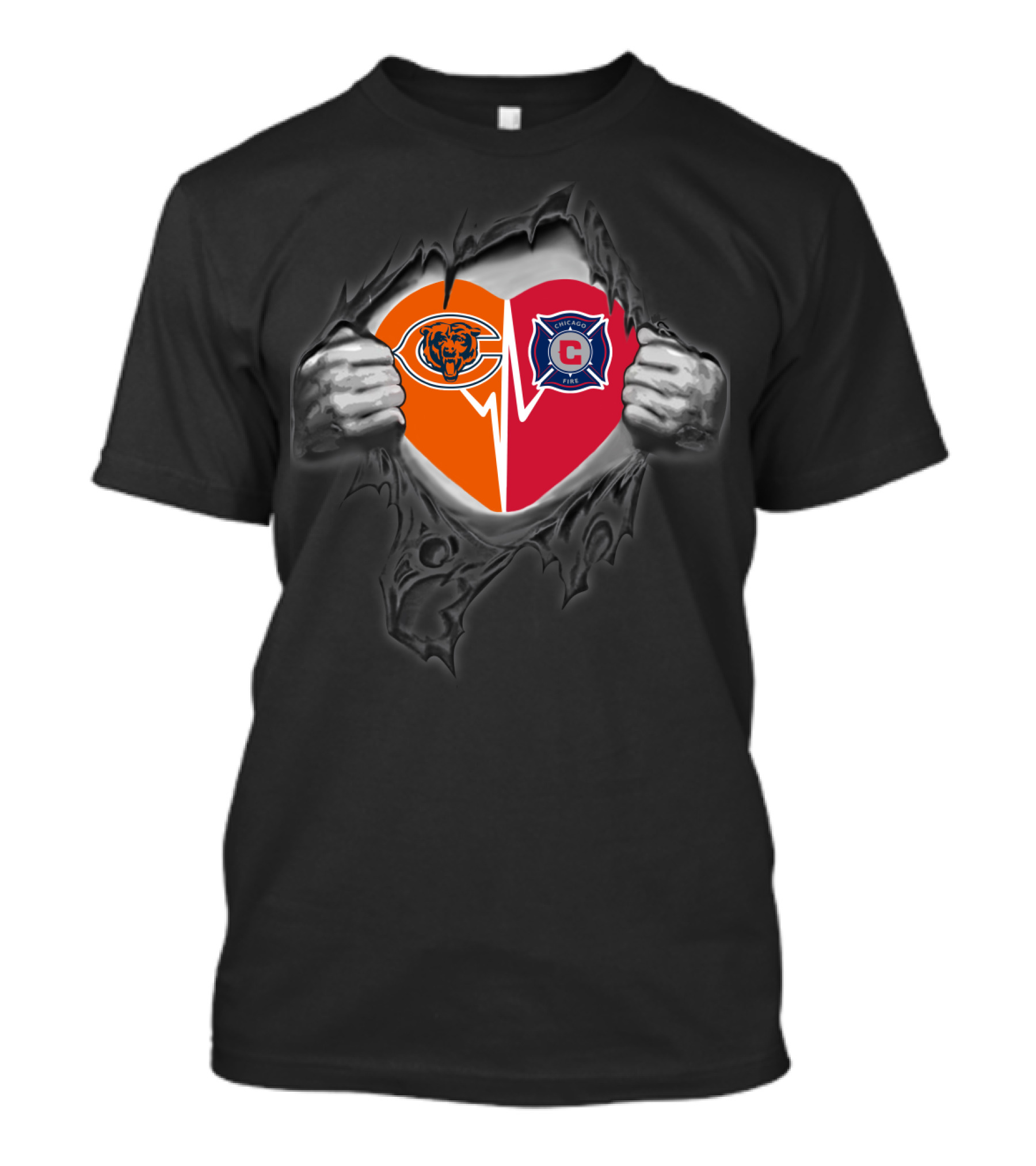 Chicago Bears And Fire Heart T-Shirt