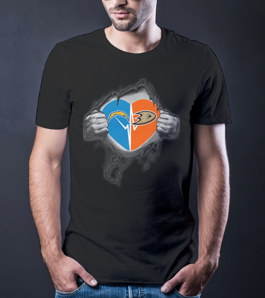 Chargers Anaheim Ducks Heart Hands T-Shirt