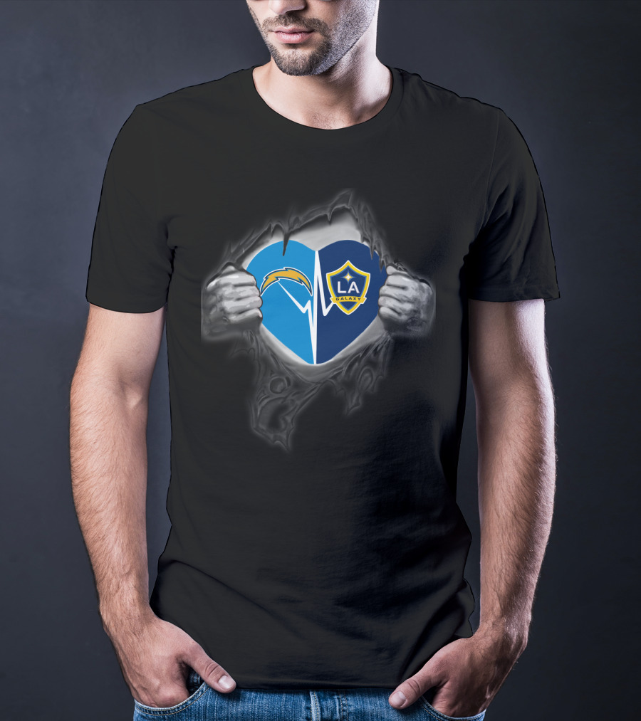 Los Angeles Chargers La Galaxy Heart Logo Fusion T-Shirt