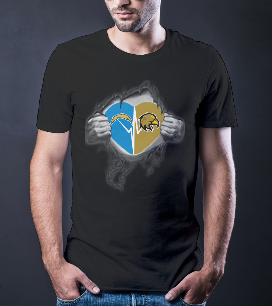 Los Angeles Chargers Golden Eagles Heart T-Shirt