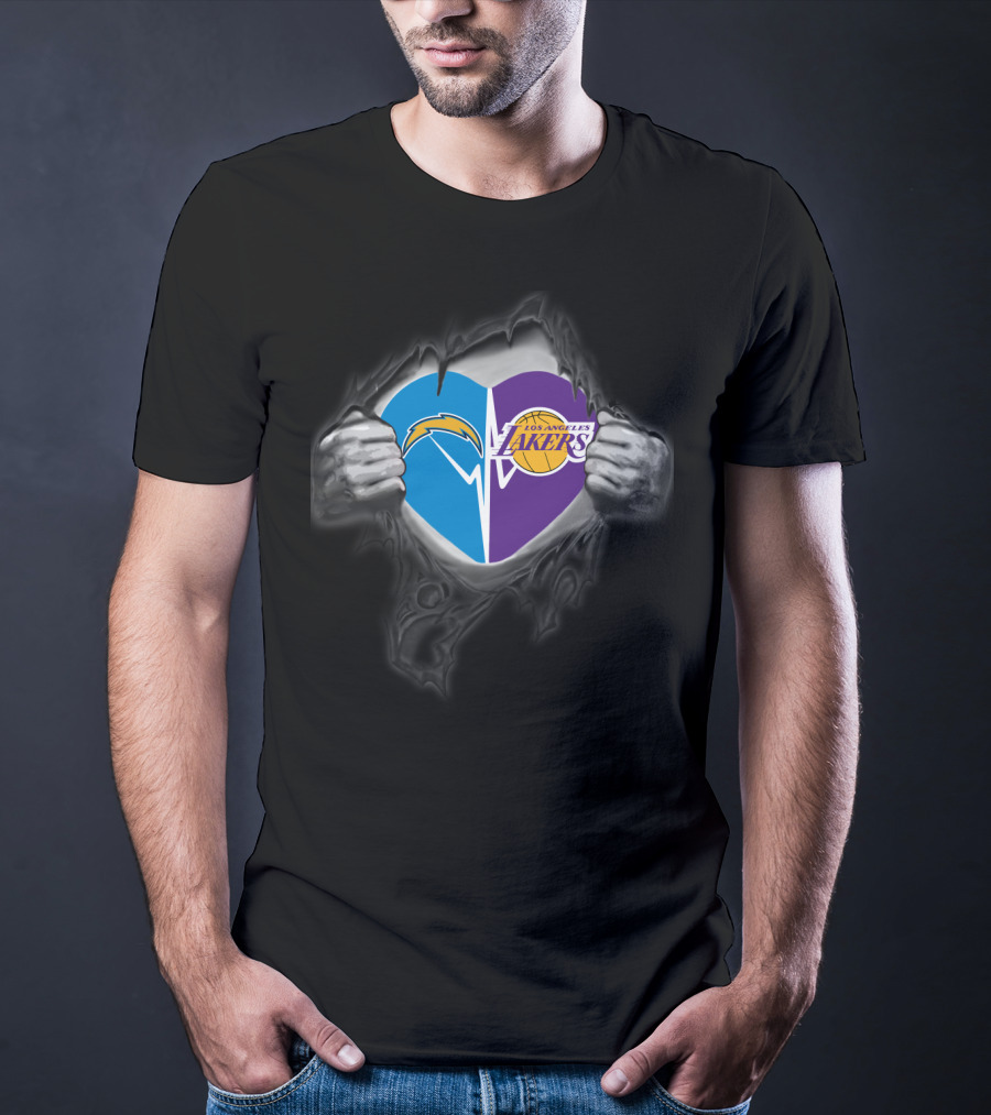 Chargers Lakers Heart Logo Fusion T-Shirt