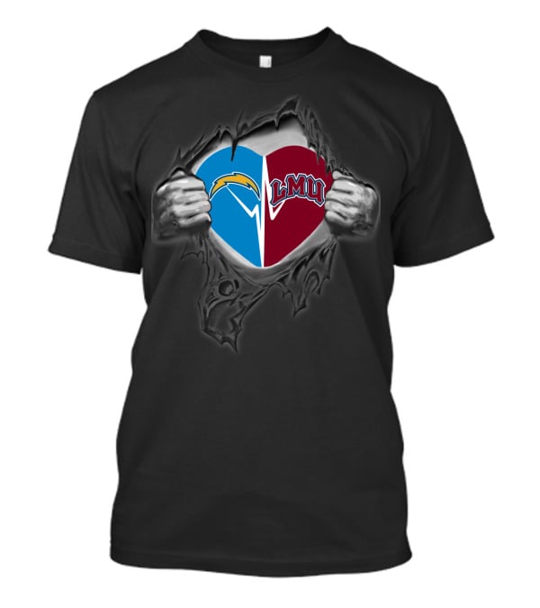 Chargers Lmu Lions Heart Logo Fusion T-Shirt
