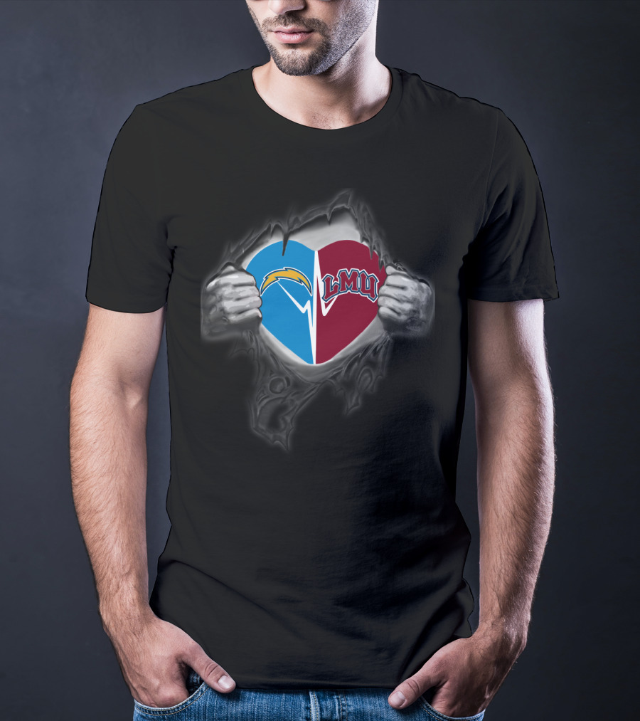 Chargers Lmu Lions Heart Logo Fusion T-Shirt