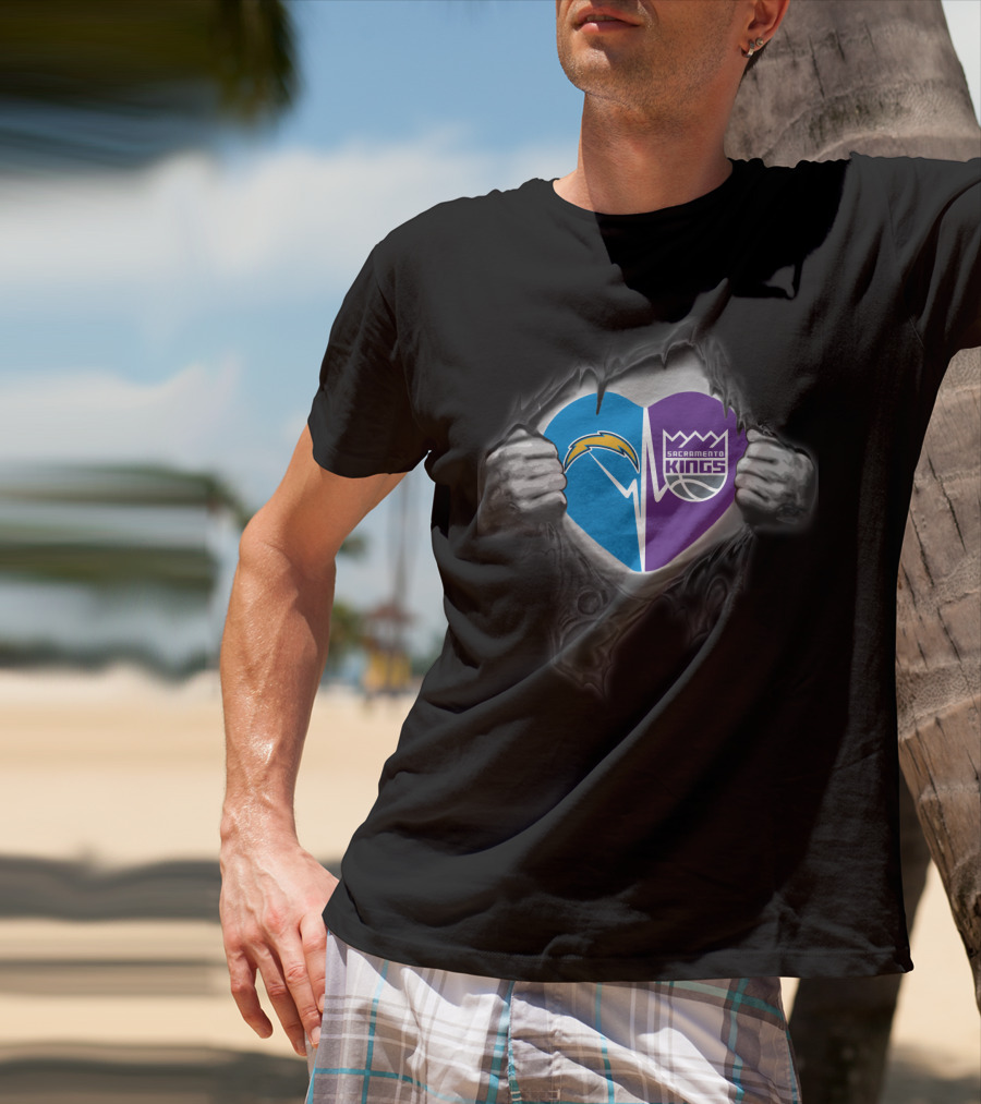 Chargers Sacramento Kings Heart Logo Fusion T-Shirt