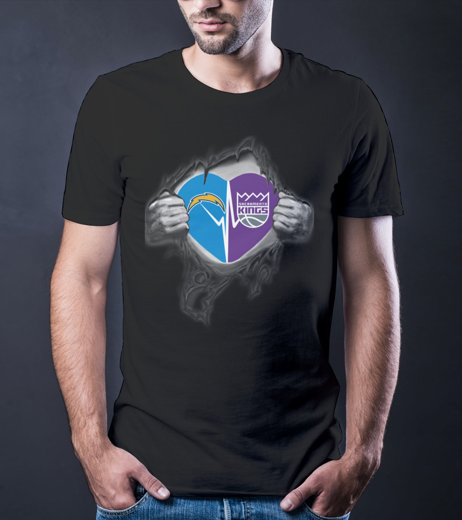 Chargers Sacramento Kings Heart Logo Fusion T-Shirt