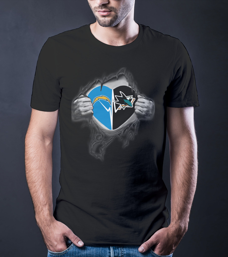 Chargers San Jose Sharks Heart Logo Peeling T-Shirt