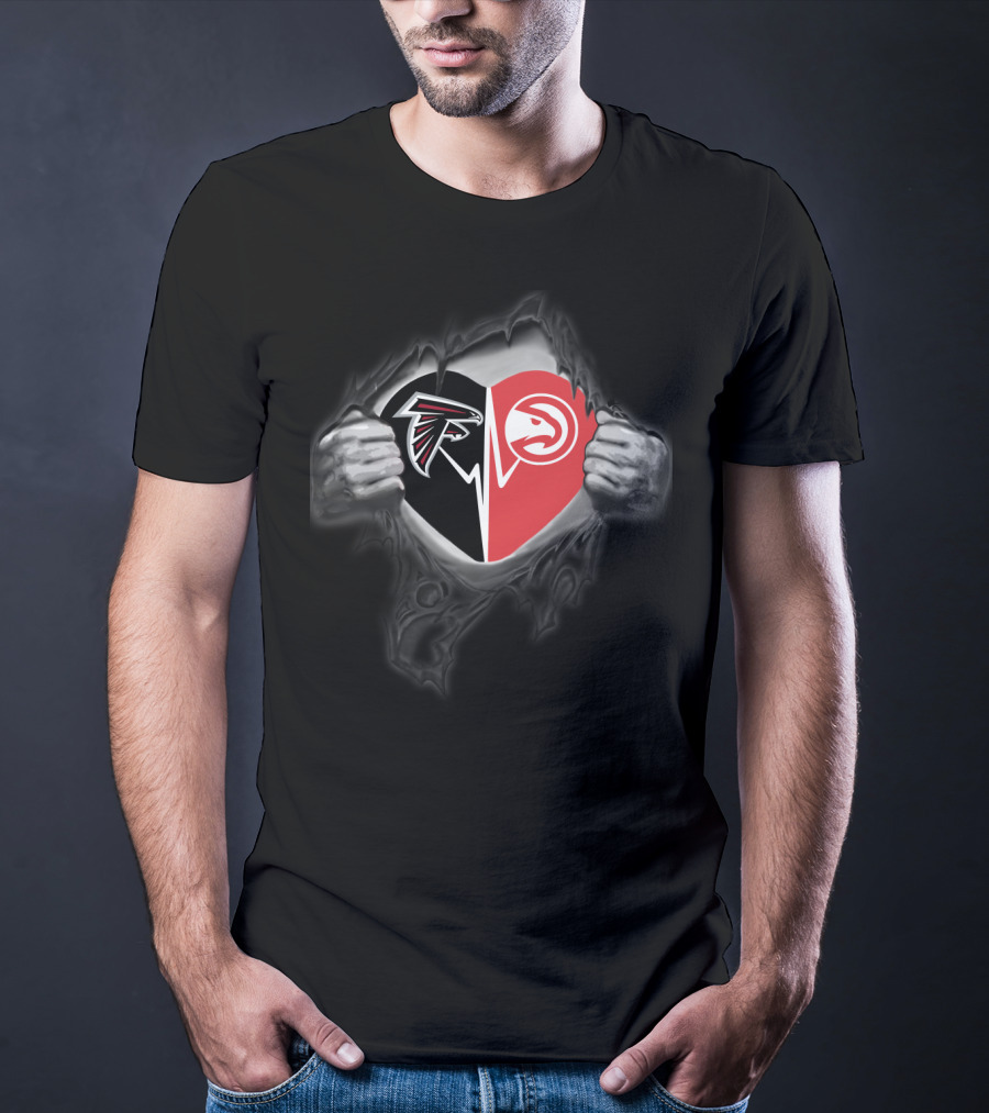 Falcons Atlanta Hawks Heart Logo Combo T-Shirt