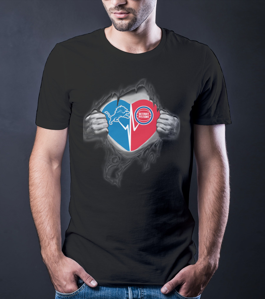 Heart Of Detroit Lions And Pistons T-Shirt