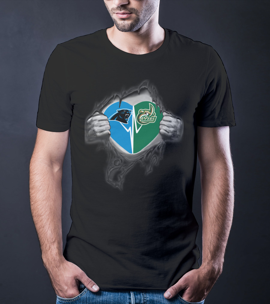 Carolina Panthers And Charlotte 49ers Heart T-Shirt