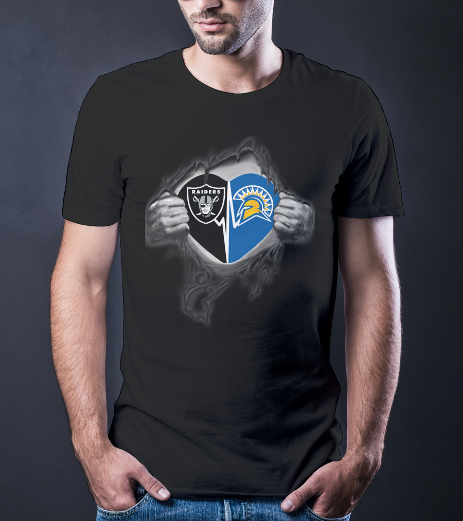 Raiders San Jose State Spartans Heart Logo Fusion T-Shirt