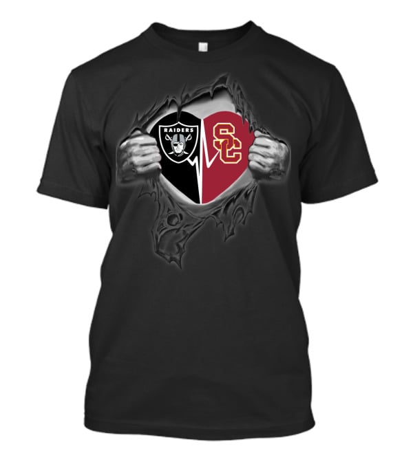 Raiders Heart Usc Trojans Loyalty Football Fusion T-Shirt