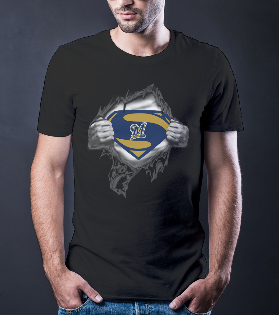 Super Milwaukee Brewers Emblem Superman Style T-Shirt