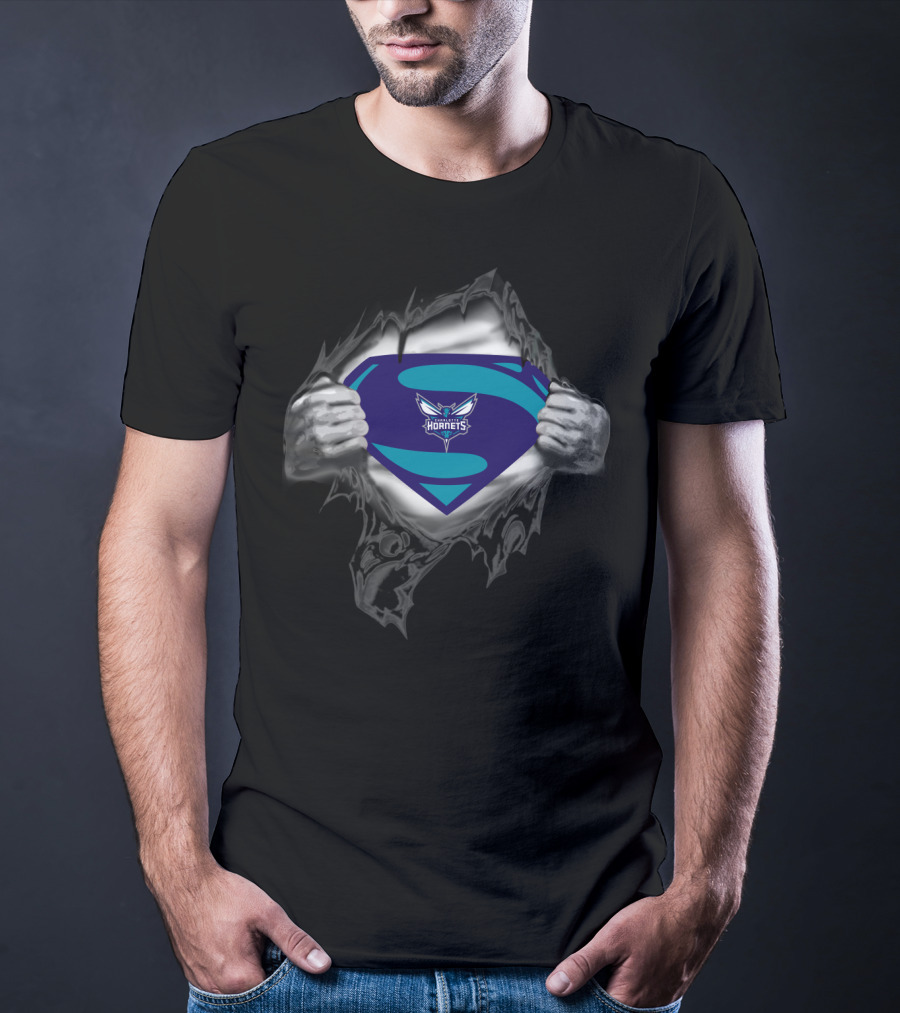 Superman Charlotte Hornets Logo Reveal T-Shirt
