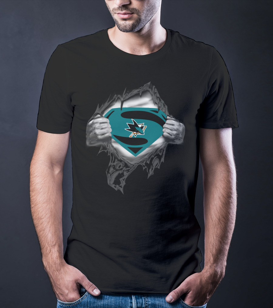 Superman San Jose Sharks Logo Tear Open T-Shirt