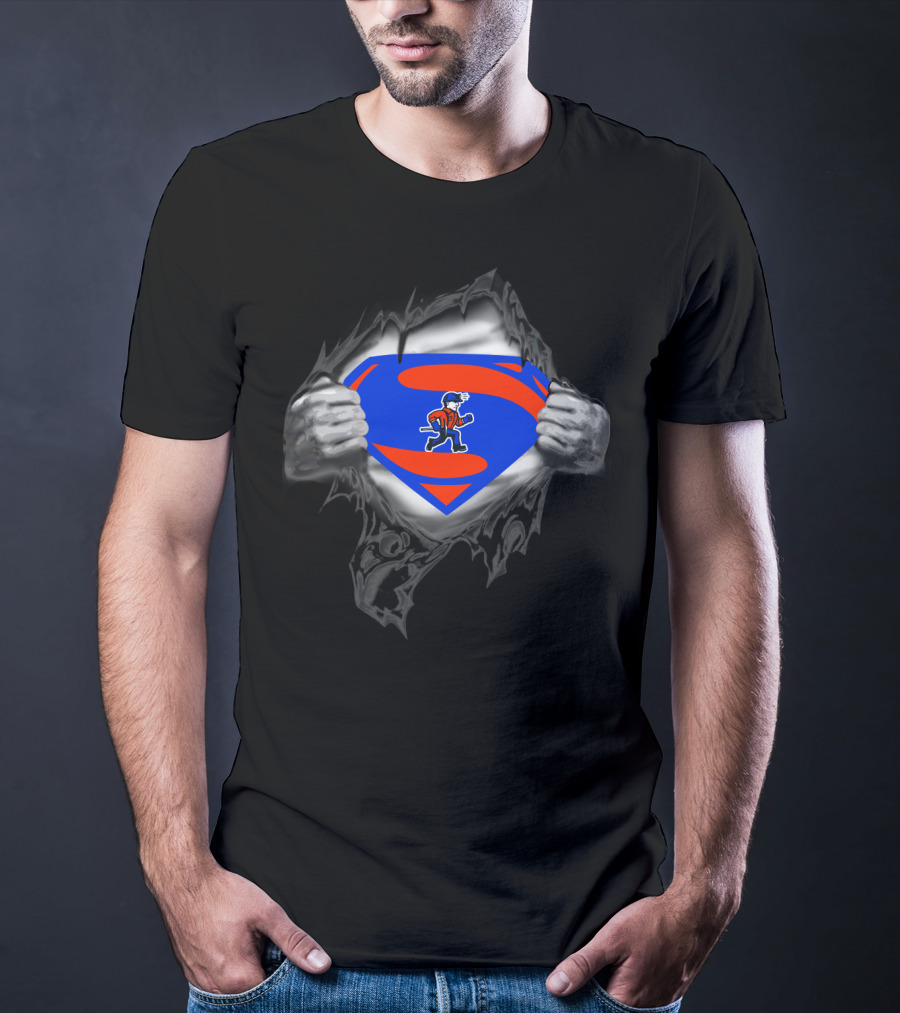 Platteville Pioneers Superhero Superman Logo Tear T-Shirt