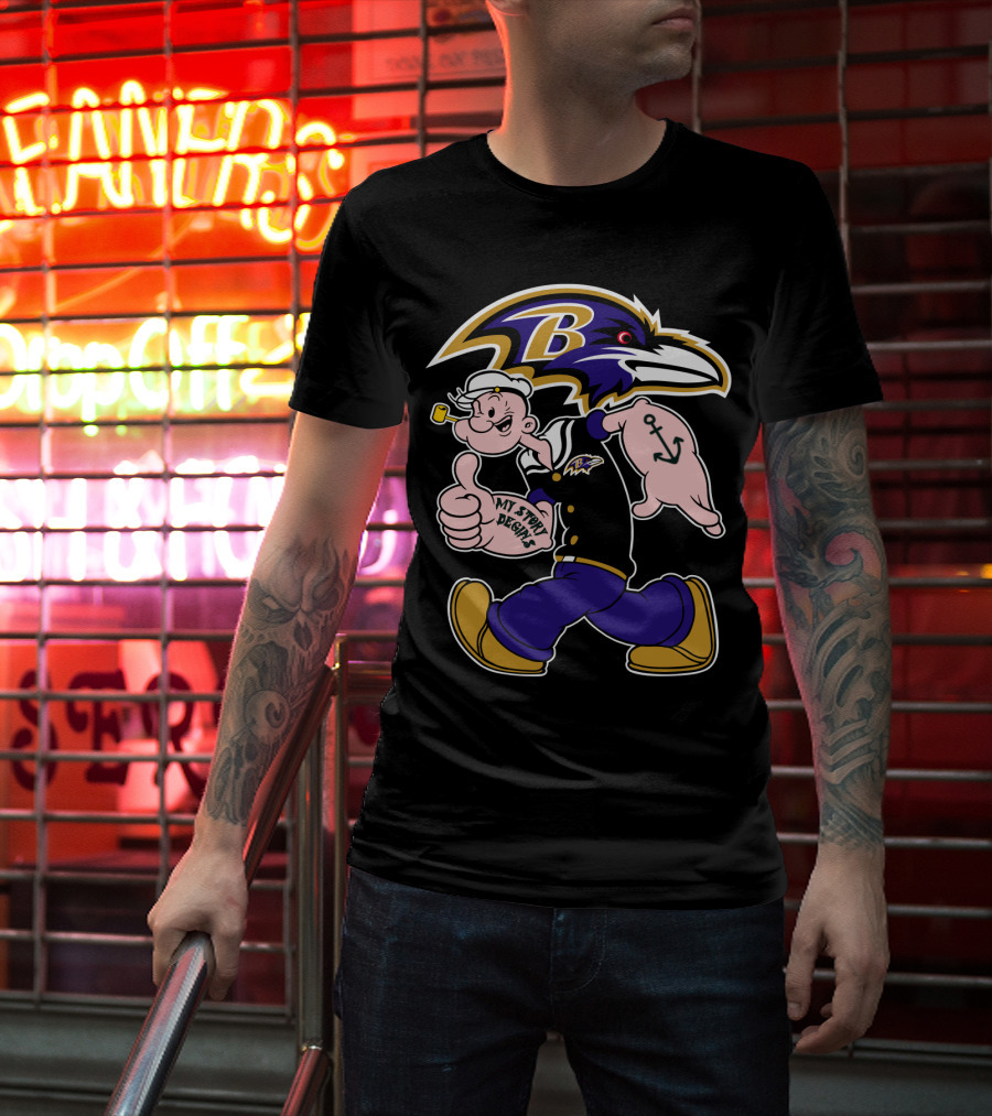 Baltimore Ravens Popeye Cartoon Character Nfl Crossover My Story Begins T-Shirt