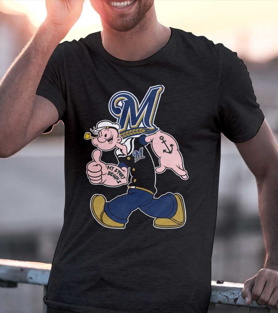 Milwaukee Brewers Popeye Anchor Baseball T-Shirt