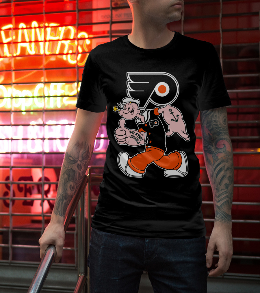 Popeye Thumbs Up 71 Philadelphia Flyers My Story Begins T-Shirt