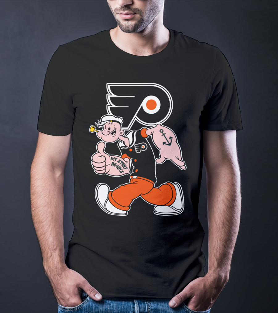 Popeye Thumbs Up 71 Philadelphia Flyers My Story Begins T-Shirt