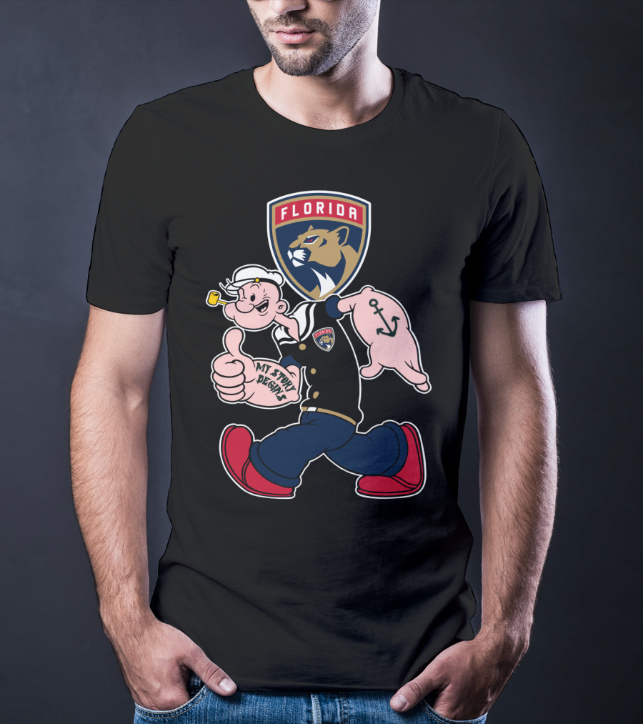 Florida Panthers Popeye Anchor Patch Thumbs Up T-Shirt