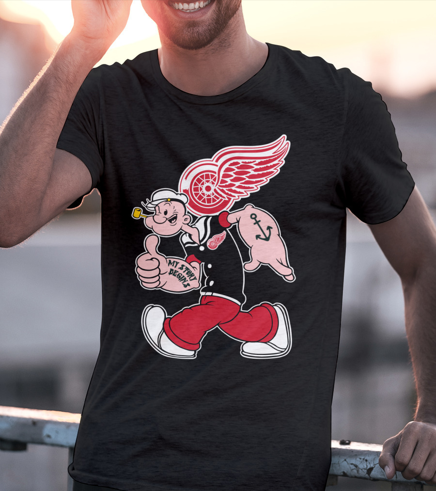Popeye Detroit Red Wings My Story Begins Anchor 81 T-Shirt