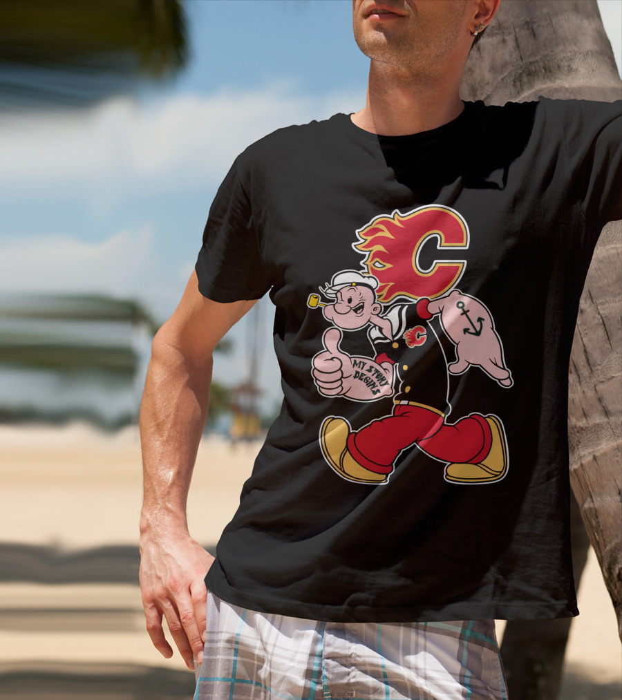 Calgary Flames Popeye My Story Begins Anchor 87 T-Shirt