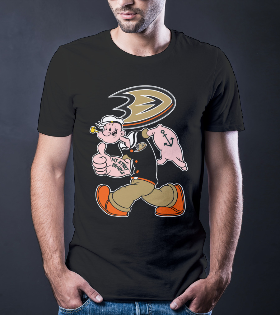 Anaheim Ducks '92 Popeye Crossover With My Story Designs T-Shirt
