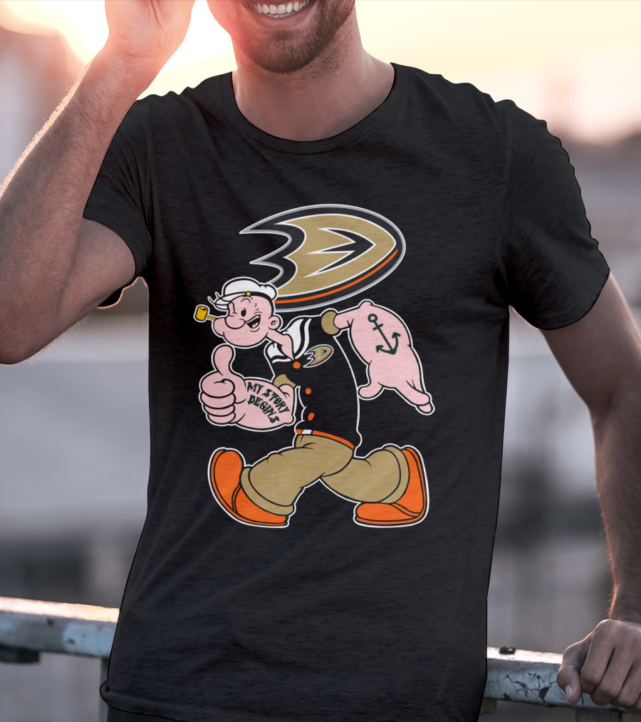 Anaheim Ducks '92 Popeye Crossover With My Story Designs T-Shirt