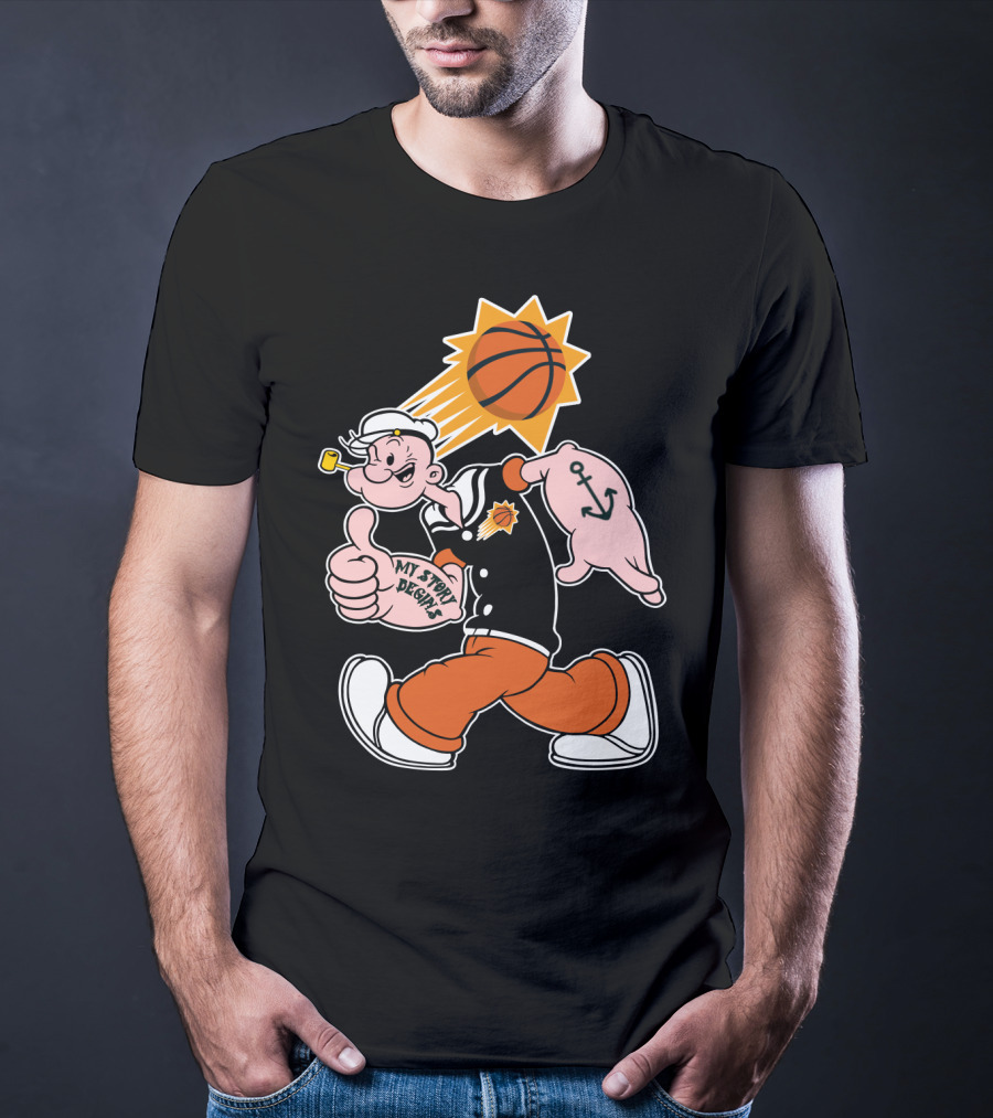 My Story Designs Phoenix Suns Popeye Basketball Anchor Thumbs Up T-Shirt