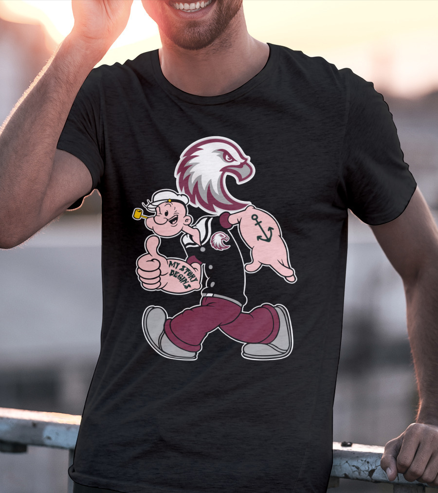 Augsburg Auggies My Story Designs Popeye Eagle Anchor T-Shirt