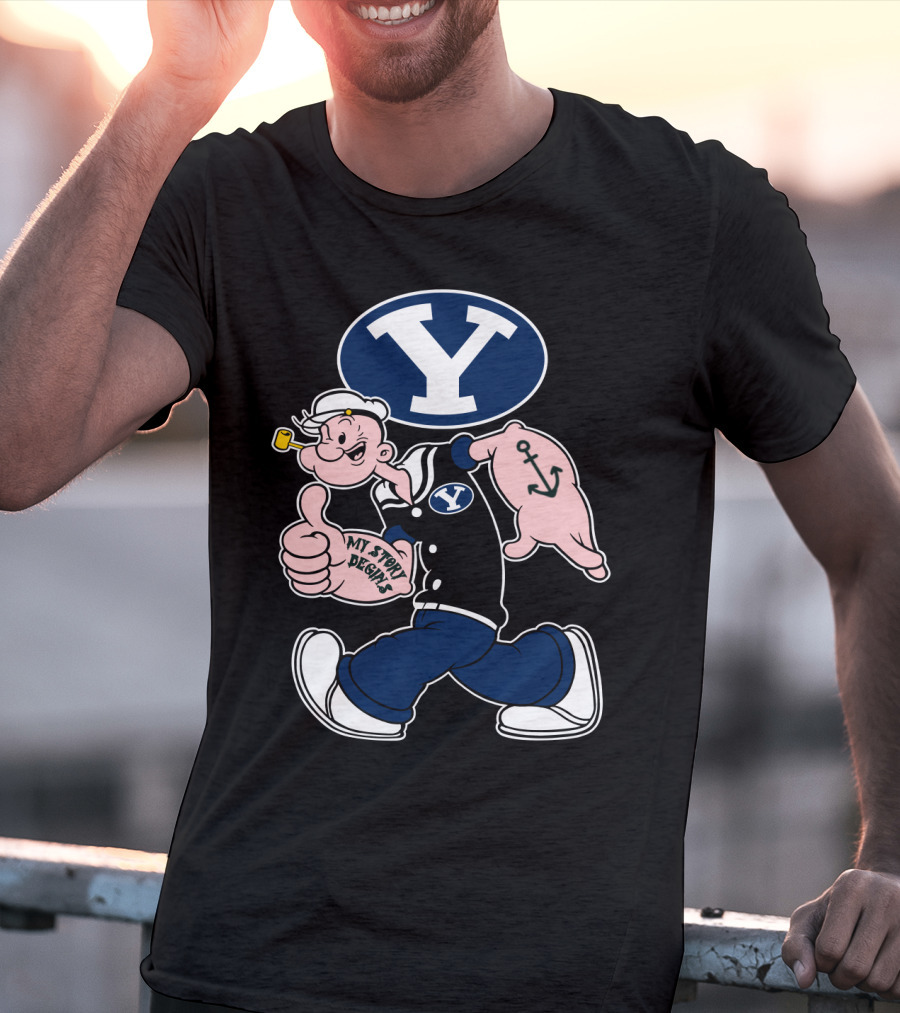 Byu Cougars Y Logo My Story Begins Popeye Sailor Anchor T-Shirt