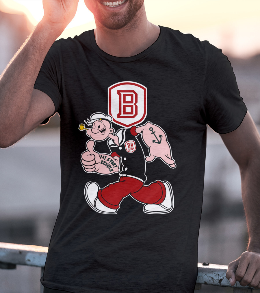 Popeye Thumbs Up Bradley Braves My Story Designs Anchor Tattoo T-Shirt