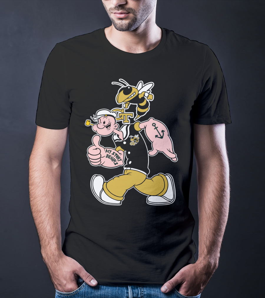 Georgia Tech Yellow Jackets Buzz And Sailor Character T-Shirt