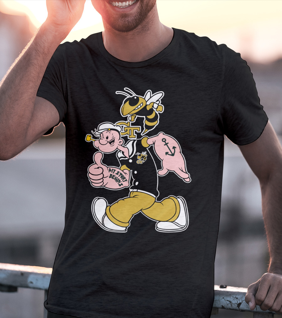 Georgia Tech Yellow Jackets Buzz And Sailor Character T-Shirt