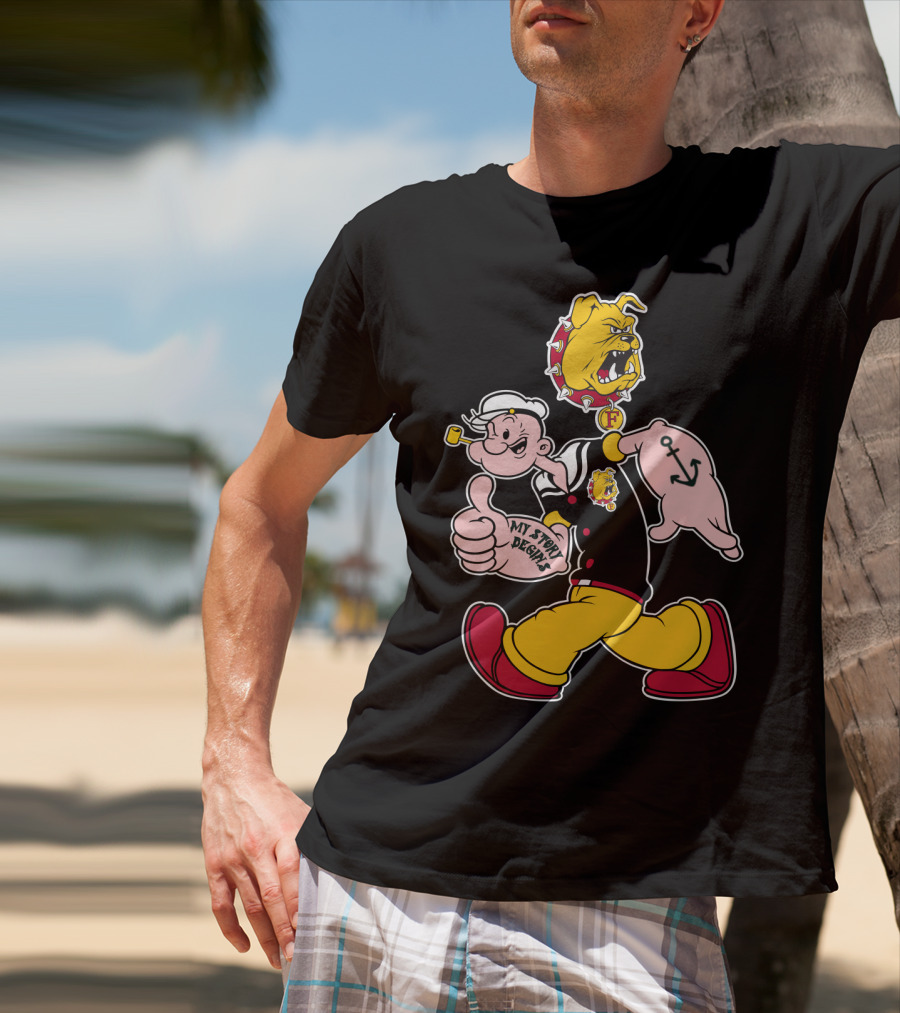 Ferris State Bulldogs My Story Begins Popeye Bulldog T-Shirt