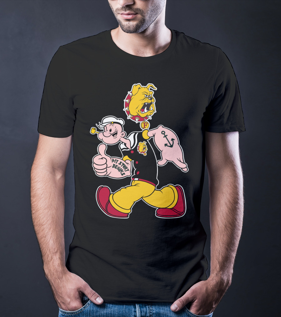 Ferris State Bulldogs My Story Begins Popeye Bulldog T-Shirt