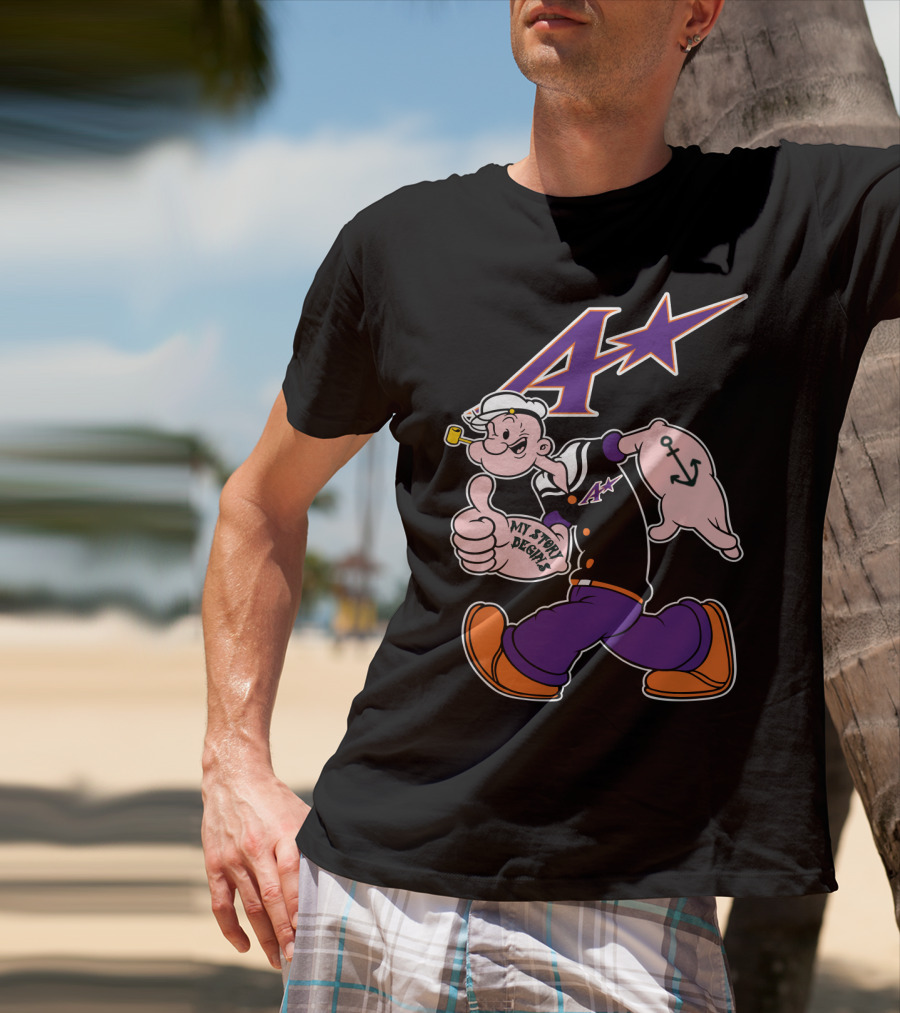 Popeye Purple Aces Evansville My Story Designs Anchor T-Shirt