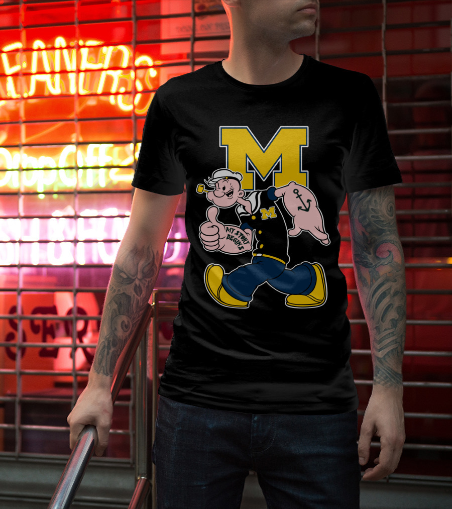 M Michigan Wolverines Popeye My Story Begins T-Shirt