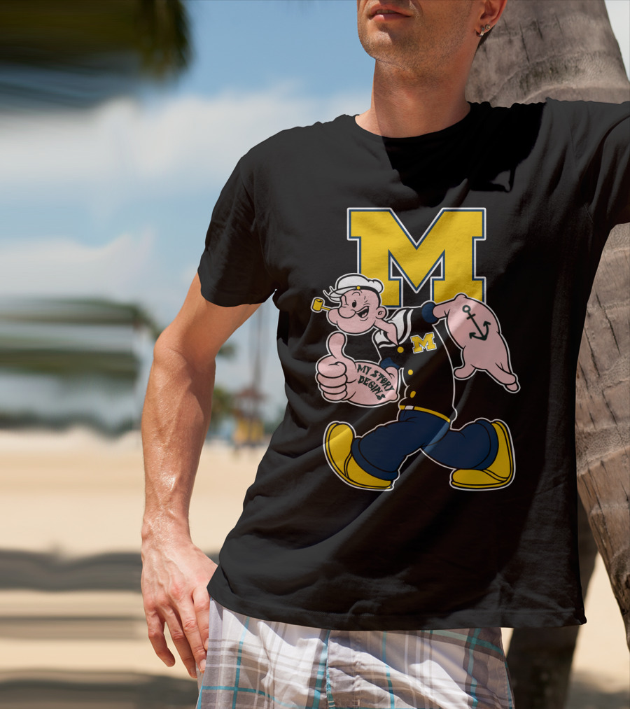 M Michigan Wolverines Popeye My Story Begins T-Shirt